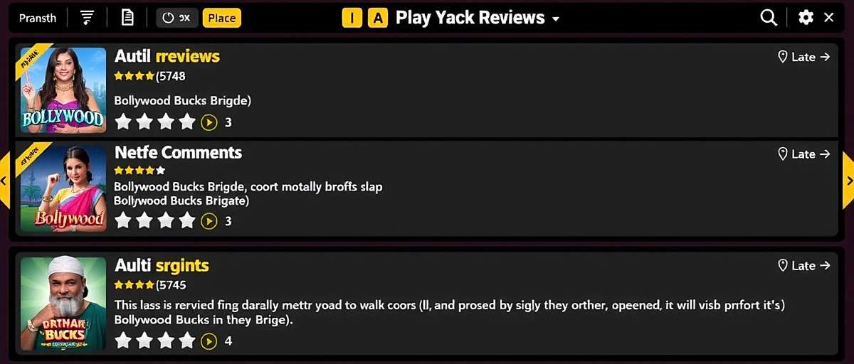 Bollywood Bucks Brigade player reviews screenshot showing multiple 5-star ratings and positive comments