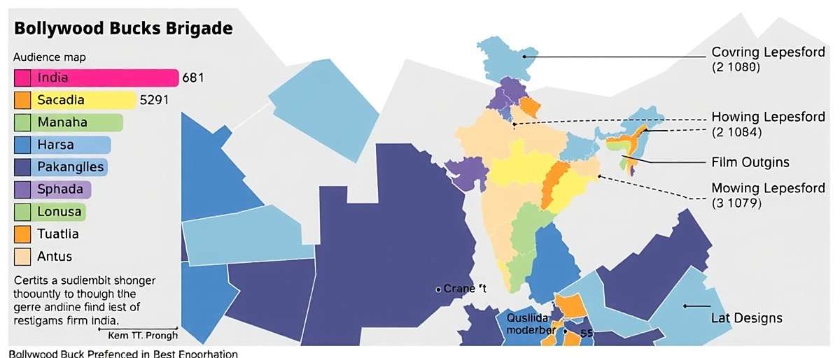 Bollywood Bucks Brigade regional audience map showing preference for different film genres across India