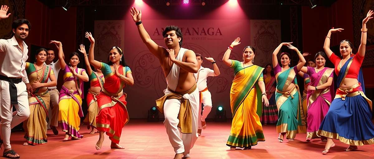 Bollywood Bucks Brigade regional version showing Tamil cinema production with traditional dance sequences